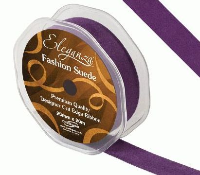 25mm Suede Cut Edge Ribbon Purple - Ribbons