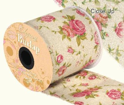 Eleganza Burlap Frayed Edge Vintage Rose 100mm x 10m - Ribbons