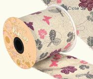 Eleganza Burlap Frayed Edge Contemporary Floral 100mm x 10m - Ribbons