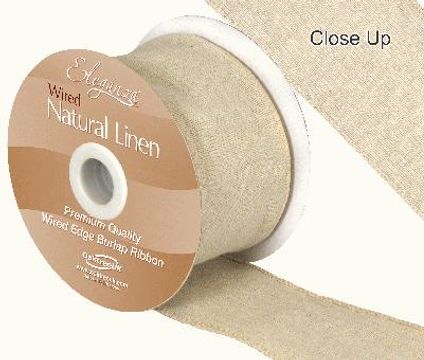 Eleganza Natural Linen Wired Edge 70mm x 10m Natural No.02 - Ribbons