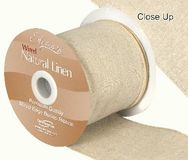 Eleganza Natural Linen Wired Edge 100mm x 10m Natural No.02 - Ribbons