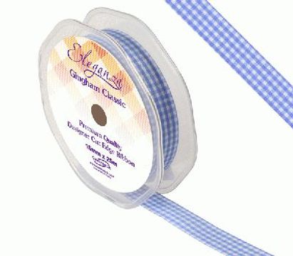 Eleganza Gingham Classic 15mm x 25m Lt. Blue No.25 - Ribbons