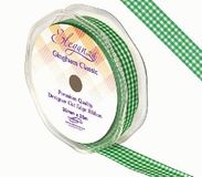 Eleganza Gingham Classic 15mm x 25m Green No.50 - Ribbons