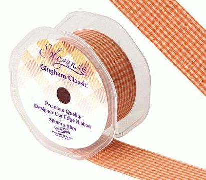 Eleganza Gingham Classic 38mm x 25m Orange No.04 - Ribbons