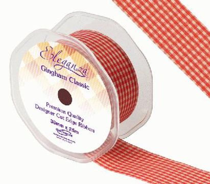 Eleganza Gingham Classic 38mm x 25m Red No.16 - Ribbons