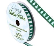 Eleganza Satin Grosgrain Christmas Tree Green 10mm x 5m - Christmas Ribbon