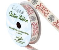 Eleganza Natural Cotton Seasons Greetings 15mm x 5m - Christmas Ribbon