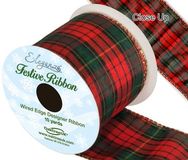 Eleganza Tartan Wired Edge Pattern No.274 10yds x 63mm - Christmas Ribbon