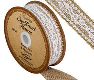 Eleganza Overlaced Hessian 26mm x 4.47m (5yds) White No.01 - Ribbons