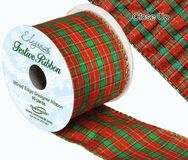 Eleganza Tartan Wired Edge Pattern No. 271 10yds x 63mm - Christmas Ribbon