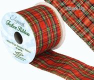 Eleganza Tartan Wired Edge Pattern No. 272 10yds x 63mm - Christmas Ribbon