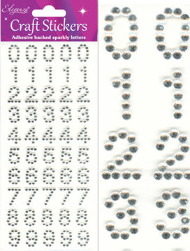 Eleganza Craft Stickers Numbers Clear/Silver No.43 - Craft