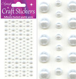 Eleganza Craft Stickers 3mm-6mm x 136pcs Pearls White No.01 - Craft
