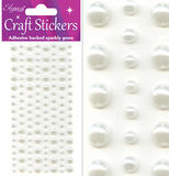 Eleganza Craft Stickers 3mm-6mm x 136pcs Pearls Ivory No.61 - Craft