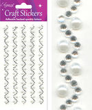 Eleganza Craft Stickers Diamante/Pearl Wave x 5 strips - Craft