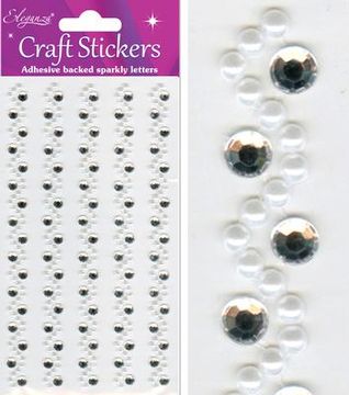 Eleganza Craft Stickers Pearl/Diamante Wave x 5 strips - Craft