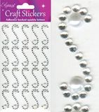 Eleganza Craft Stickers Diamond/Pearl Scroll x 20pcs - Craft