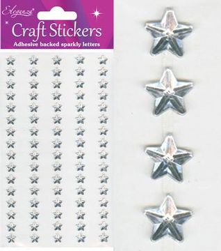 Eleganza Craft Stickers Silver Stars x 80pcs - Craft