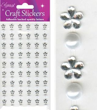 Eleganza Craft Stickers 8mm Flower/6mm Pearl x 108pcs - Craft