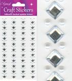 Eleganza Craft Stickers 8mm Square Diamond/4mm Pearls x 4 Strips - Craft