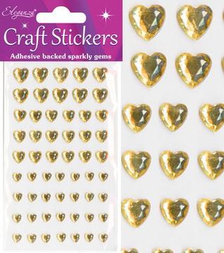 Eleganza Craft Stickers Mixed Diamante hearts 6mm-10mm Gold No.35 - Craft