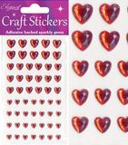 Eleganza Craft Stickers Mixed Diamante hearts 6mm-10mm Red No.16 - Craft