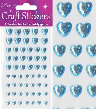 Eleganza Craft Stickers Mixed Diamante hearts 6mm-10mm Pearl Blue No.25 - Craft