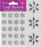 Eleganza Craft Stickers Large Flower x 20pcs Clear/Silver No.43 - Craft