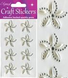 Eleganza Craft Stickers Pearl/Diamante Swirl Flower 8pcs - Craft