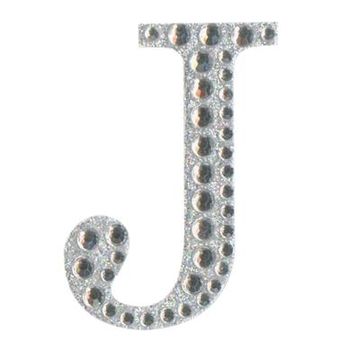 Eleganza Craft Stickers 50mm Letter J with Diamante Iridescent No.42 - Craft