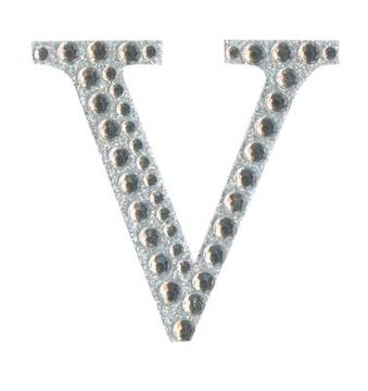 Eleganza Craft Stickers 50mm Letter V with Diamante Iridescent No.42 - Craft