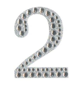 Eleganza Craft Stickers 50mm Number 2 with Diamante Iridescent No.42 - Craft