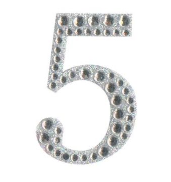 Eleganza Craft Stickers 50mm Number 5 with Diamante Iridescent No.42 - Craft