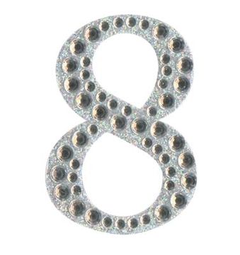 Eleganza Craft Stickers 50mm Number 8 with Diamante Iridescent No.42 - Craft