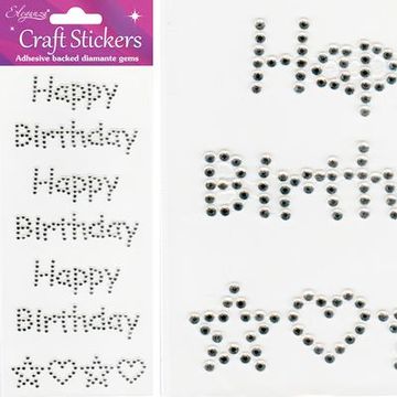 Eleganza Craft Stickers Happy Birthday Clear/Silver No.43 - Craft