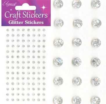 Eleganza Craft Stickers 4mm 112 Glitter gems Silver No.24 - Craft