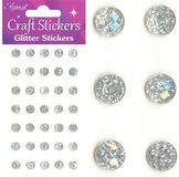 Eleganza Craft Stickers 8mm 35 Glitter gems Silver No.24 - Craft