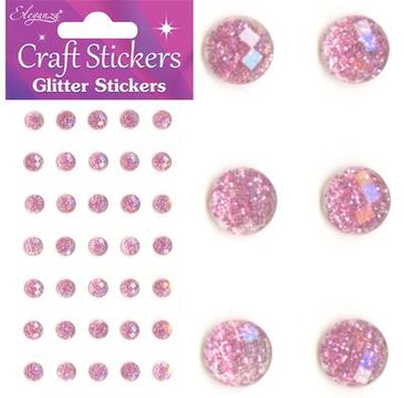 Eleganza Craft Stickers 8mm 35 Glitter gems Lt. Pink No.21 - Craft