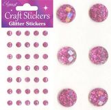 Eleganza Craft Stickers 8mm 35 Glitter gems Fuchsia No.28 - Craft