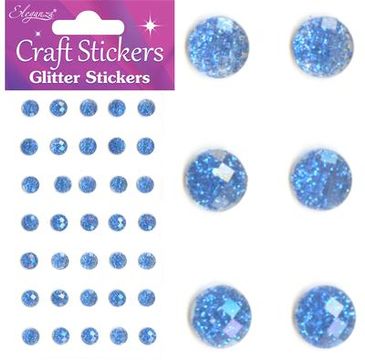 Eleganza Craft Stickers 8mm 35 Glitter gems Royal Blue No.18 - Craft