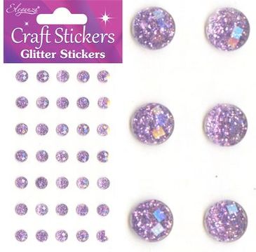 Eleganza Craft Stickers 8mm 35 Glitter gems Lavender No.45 - Craft