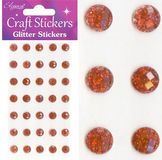 Eleganza Craft Stickers 8mm 35 Glitter gems Red  No.16 - Craft