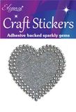 Eleganza Craft Stickers 50mm Solid heart with Diamante Silver No.24 - Craft