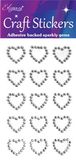 Eleganza Craft Stickers Diamante Open heart 15pcs Silver No.28 - Craft