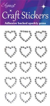 Eleganza Craft Stickers Diamante Open heart 15pcs Silver No.28 - Craft