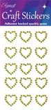 Eleganza Craft Stickers Diamante Open heart 15pcs Gold No.35 - Craft