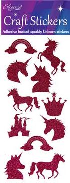 Eleganza Craft Stickers Glitter Unicorn set Fuchsia No.28 - Craft