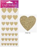 Eleganza Craft Stickers Glitter Hearts Assortment Gold No.35 - Craft