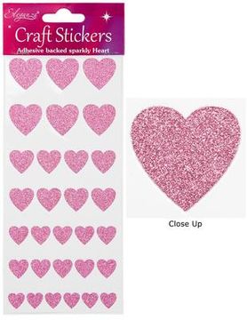 Eleganza Craft Stickers Glitter Hearts Assortment Lt Pink No.21 - Craft