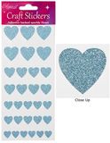 Eleganza Craft Stickers Glitter Hearts Assortment Lt Blue No.25 - Craft